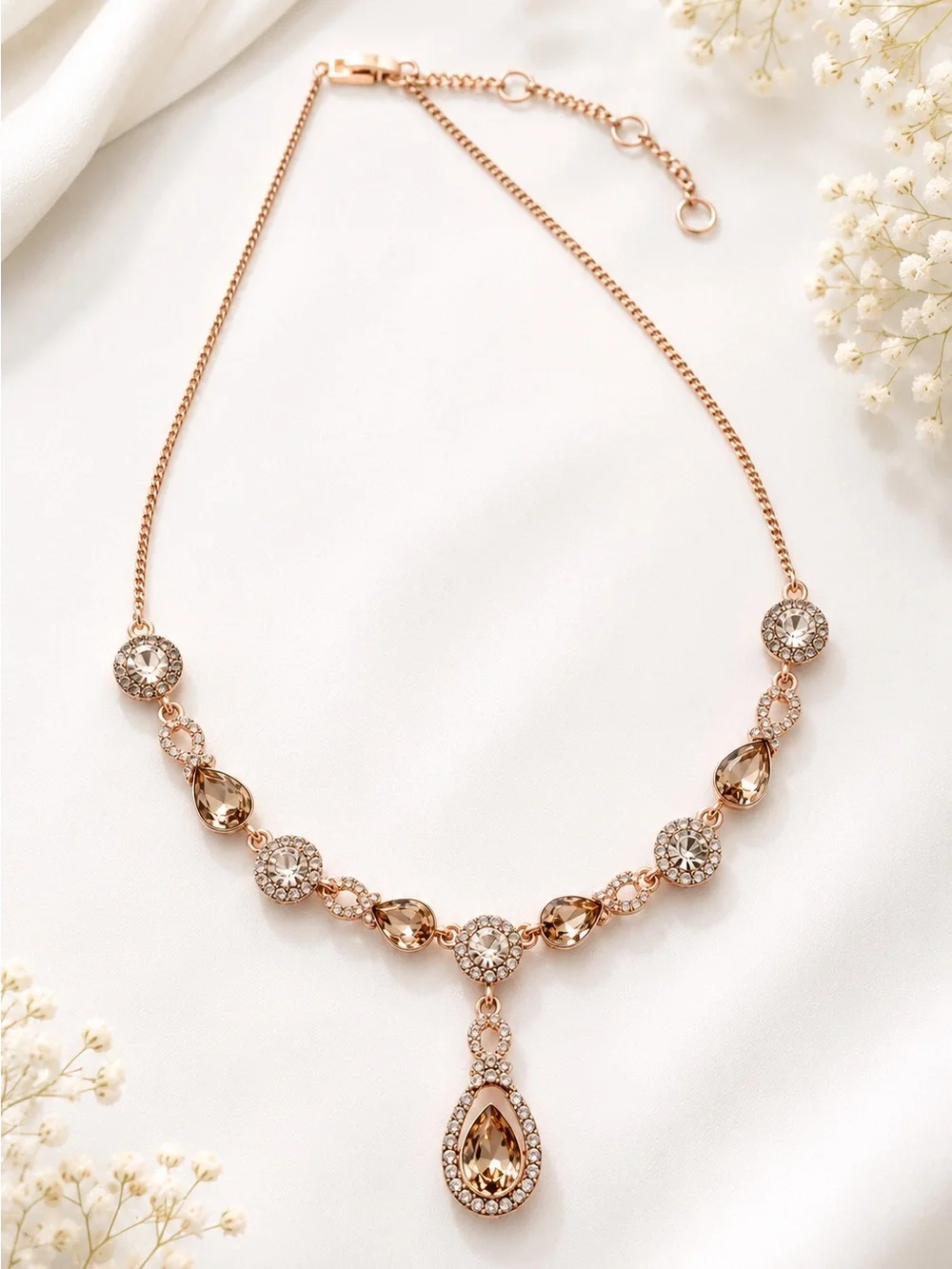 Givenchy Rose Gold-Tone Crystal Teardrop Statement Necklace_2